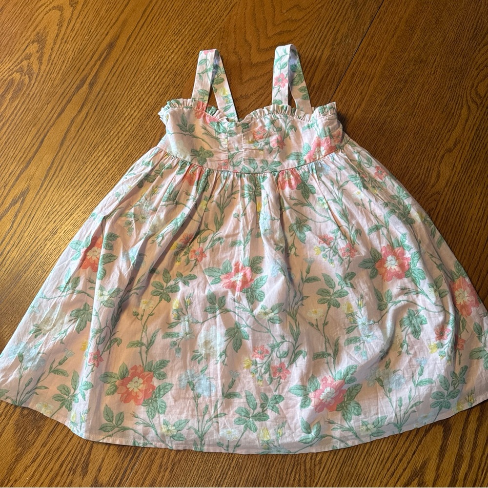 Janie and Jack Peach Floral Dress with Pink & Mint Accents